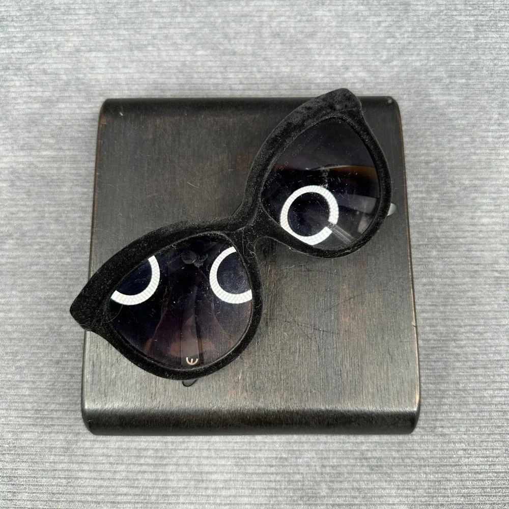 Italia Independent Black Velvet Cat Eye Sunglasses Made in Italy 092V/009 Y2k